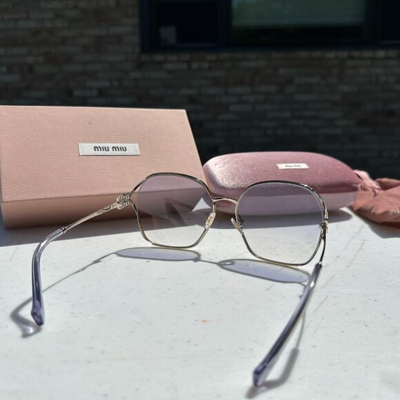 MIU MIU SMU - 52W Sunglasses - Gold Clear Gradient Violet